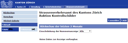 ZH Auktionssystem offline